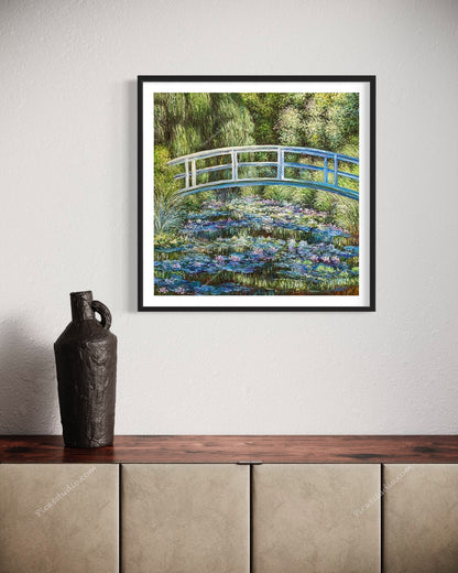 Claude Monet Oil Painting Water Lilies and Japanese Bridge Hand Painted Art on Canvas Wall Decor Unframed