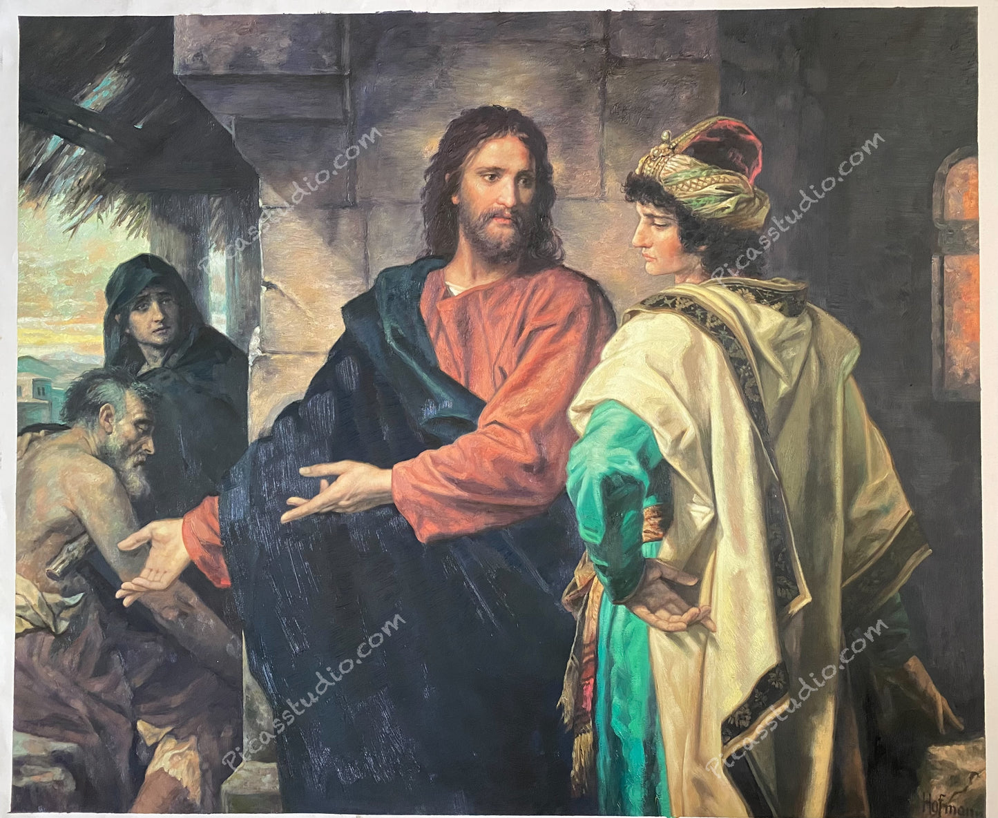 Christ and the Rich Young Ruler, by Heinrich Hofmann Portrait Oil Painting Hand Painted Art on Canvas Wall Decor Unframed