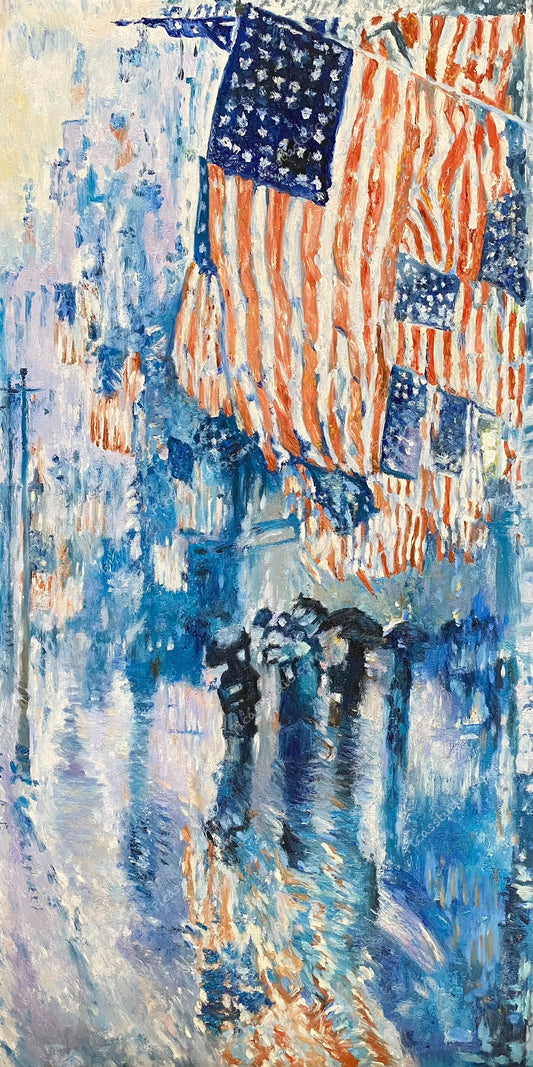 The Avenue in the Rain by Childe Hassam Oil Painting Cityscape Landscape Hand Painted on Canvas Rich Textured Wall Art Decor Unframe