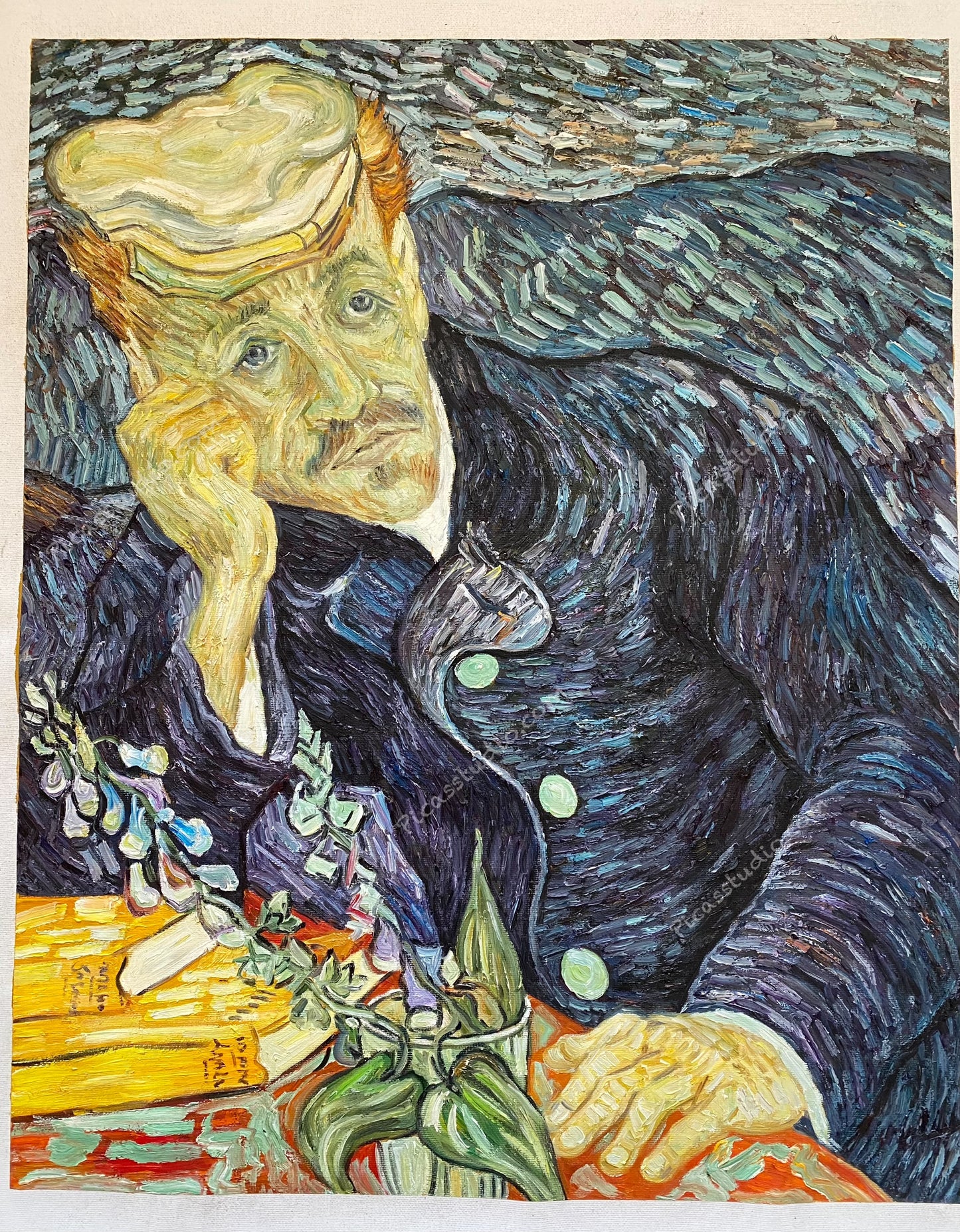 Portrait of Dr. Gachet (Second Version) Painting by Vincent van Gogh Oil Painting Irises Hand Painted Art on Canvas Wall Decor Unframed