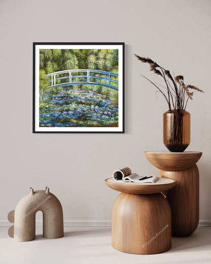Claude Monet Oil Painting Water Lilies and Japanese Bridge Hand Painted Art on Canvas Wall Decor Unframed