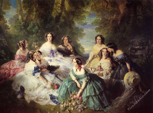 Empress Eugénie Surrounded by her Ladies in Waiting Painting by Franz Xaver Winterhalter Oil Hand Painted Art on Canvas Vintage Wall Decor Unframed