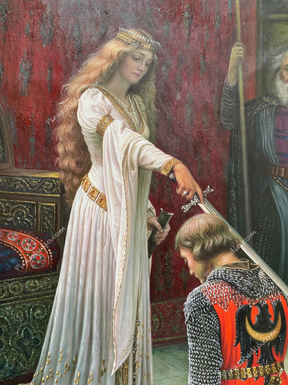 The Accolade by Edmund Blair Leighton Oil Painting Hand Painted on Canvas Vintage Wall Art Decor Unframed