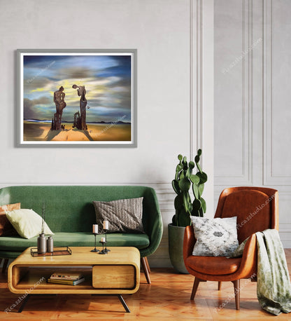Archeological Reminiscence Millet's Angelus Salvador Dali Landscape Hand Painted Art on Canvas Wall Decor Unframed