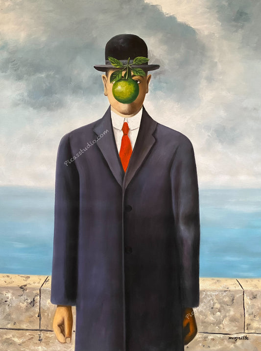 The Son of Man Rene Magritte Oil Painting Hand Painted Art on Canvas Wall Decor Unframed