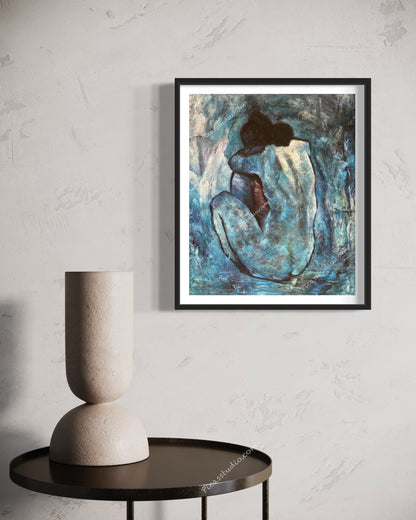 Pablo Picasso Oil Painting Blue Nude 1902 Vintage Version Hand Painted Art on Canvas Wall Decor Unframed