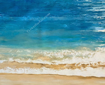 Original Abstract Ocean Wave Oil Painting Hand Painted Art on Canvas Wall Decor Unframed