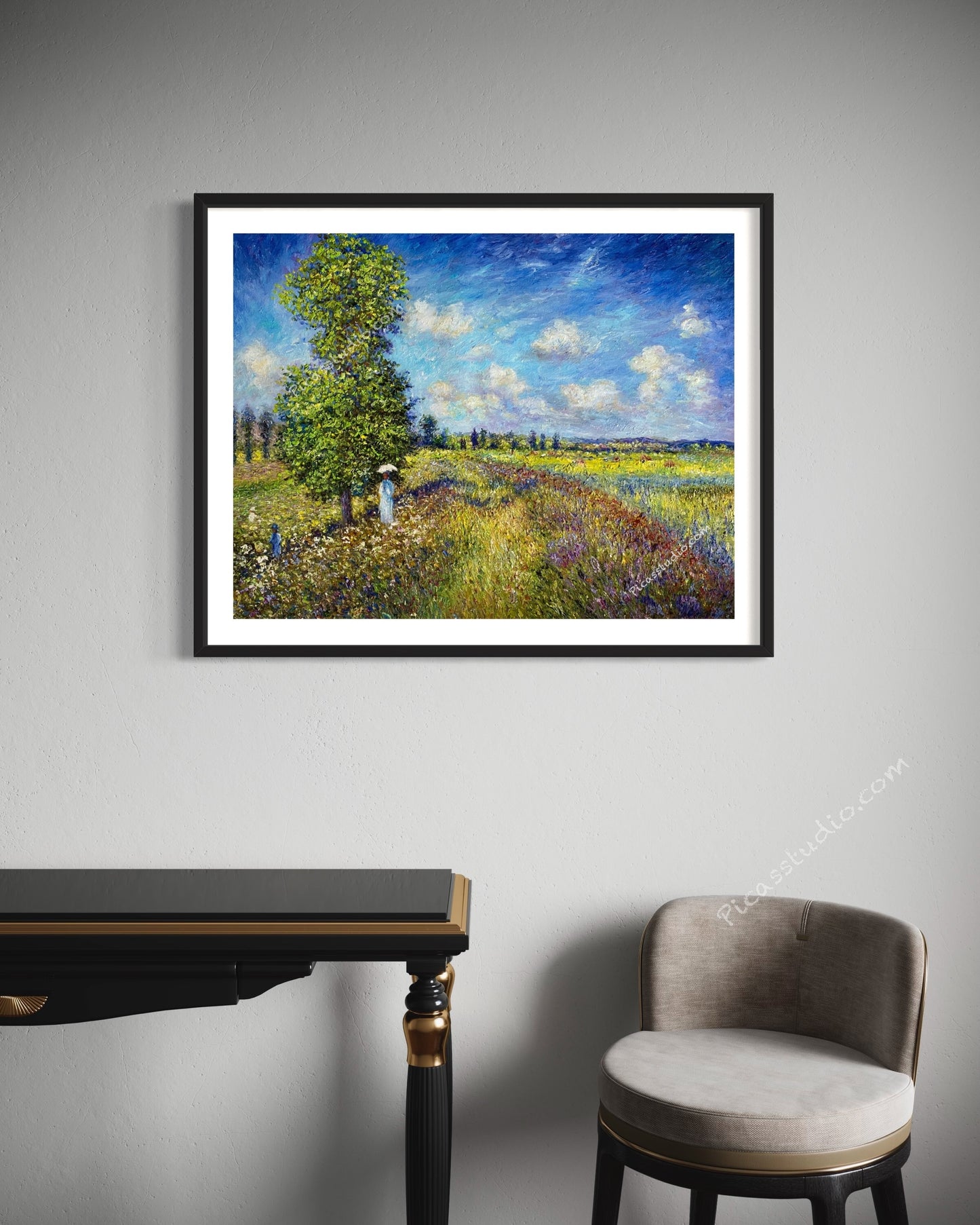 Claude Monet Oil Painting The Summer, Poppy Field Landscape Hand Painted Art on Canvas Wall Decor Unframed