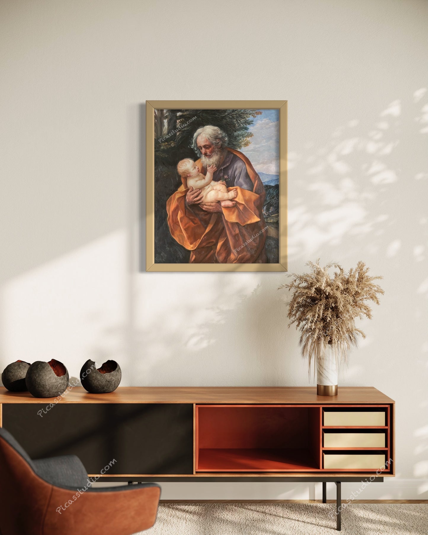 Saint Joseph with the Infant Jesus by Guido Reni, c 1635 Oil Painting Hand Painted Art on Canvas Wall Decor Unframed