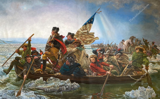 Washington Crossing the Delaware Oil Painting Hand Painted Art on Canvas Vintage Wall Decor Unframed