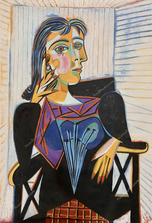 Pablo Picasso Portrait of Dora Maar, Chair Oil Painting Hand Painted Art on Canvas Wall Decor Unframed