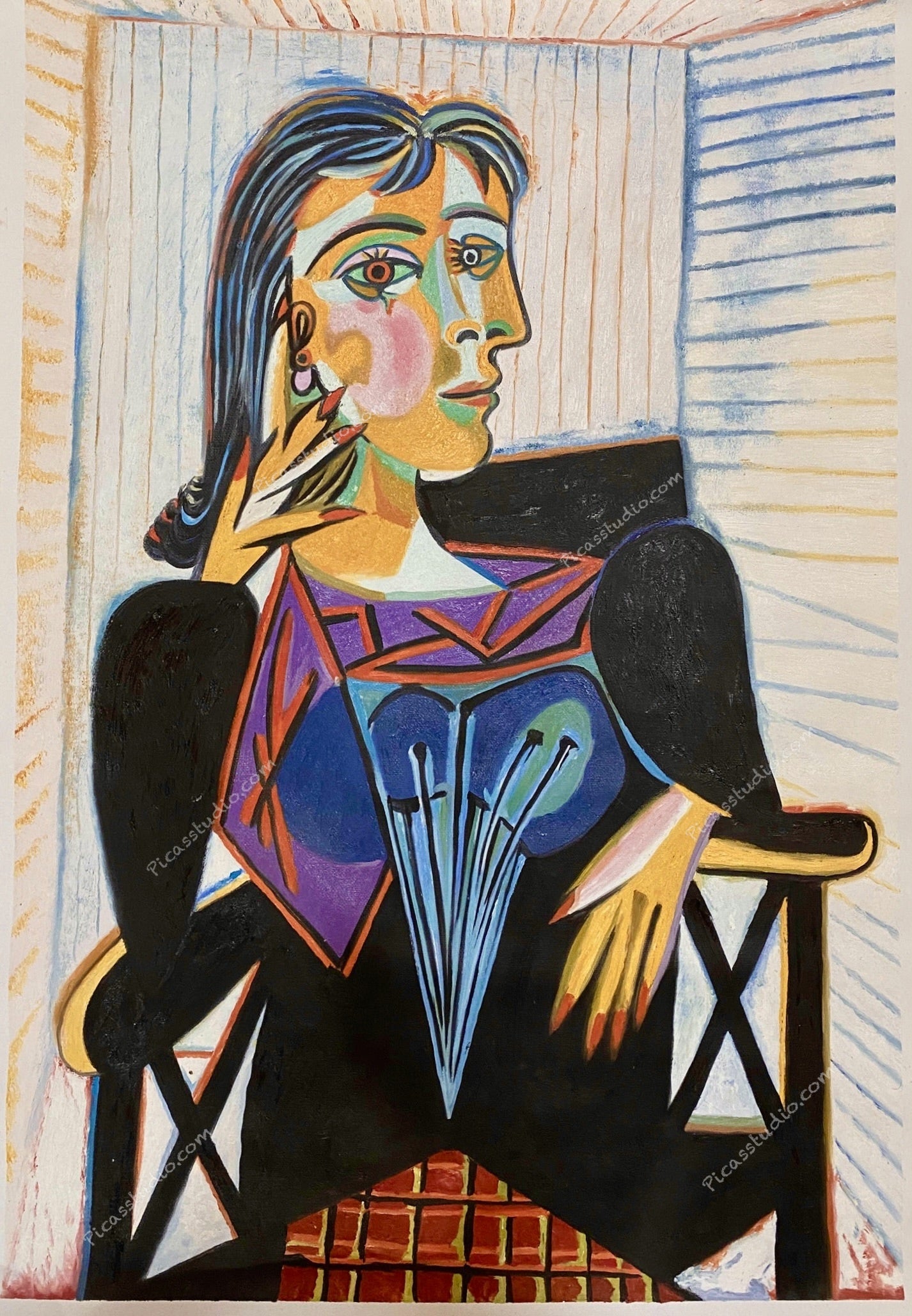 Pablo Picasso Portrait of Dora Maar, Chair Oil Painting Hand Painted Art on Canvas Wall Decor Unframed