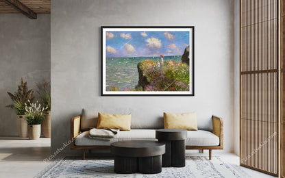 Claude Monet Oil Painting The Cliff Walk at Pourville Hand Painted Art on Canvas Wall Decor Unframed