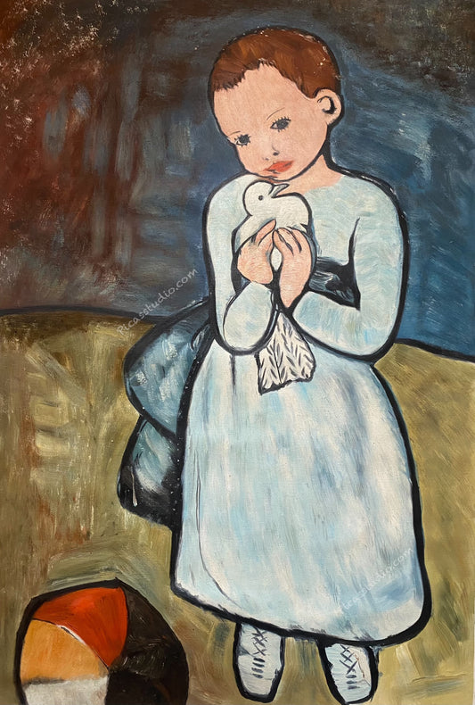 Pablo Picasso Oil Painting Child with a Dove Hand Painted Art on Canvas Wall Decor Unframed