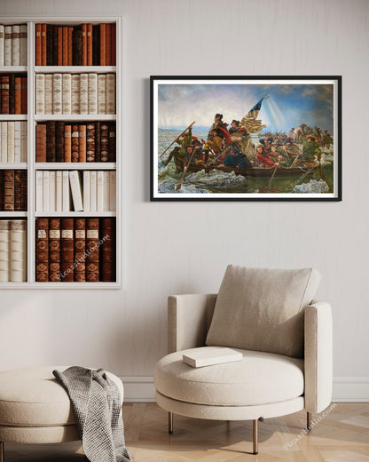 Washington Crossing the Delaware Oil Painting Hand Painted Art on Canvas Vintage Wall Decor Unframed