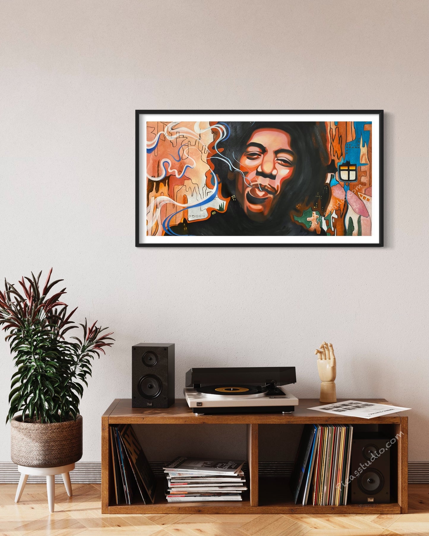 Jimi Hendrix Portrait Oil Painting Hand Painted Art on Canvas Wall Decor Unframed