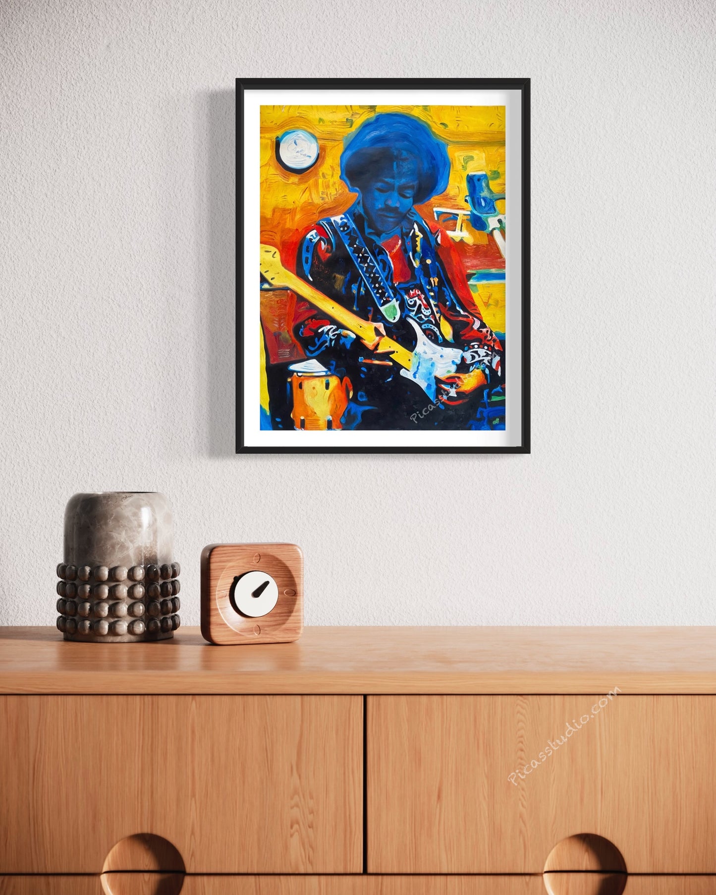 Jimi Hendrix Portrait with Guitar Oil Painting Hand Painted Art on Canvas Wall Decor Unframed