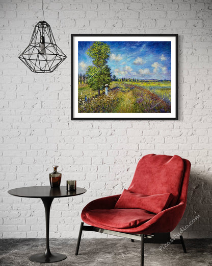 Claude Monet Oil Painting The Summer, Poppy Field Landscape Hand Painted Art on Canvas Wall Decor Unframed