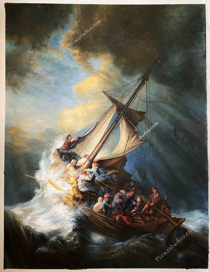 The Storm on the Sea of Galilee 1633 Oil Painting Hand Painted Art on Canvas Wall Decor Unframed