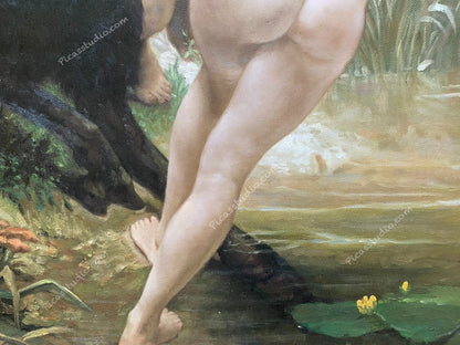 Nymphs and Satyr Painting by William-Adolphe Bouguereau Oil Hand Painted Art on Canvas Vintage Wall Decor Unframed