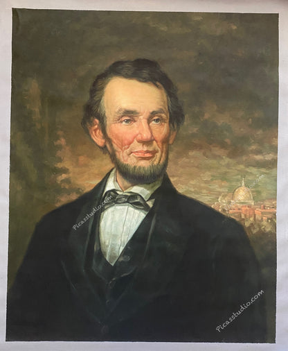 Abraham Lincoln Portrait Oil Painting Hand Painted on Canvas Wall Art Decor Unframed