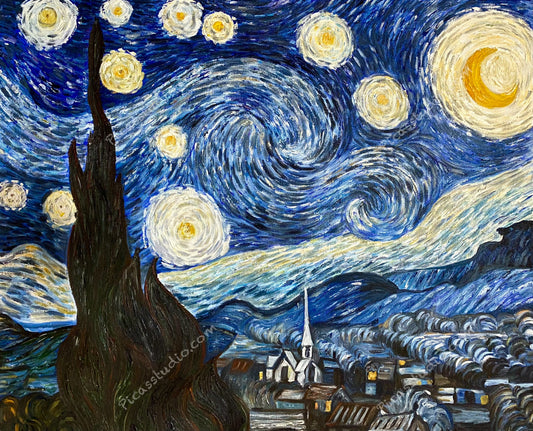 The Starry Night Painting by Vincent van Gogh Oil Painting Hand Painted Art on Canvas Wall Decor Unframed