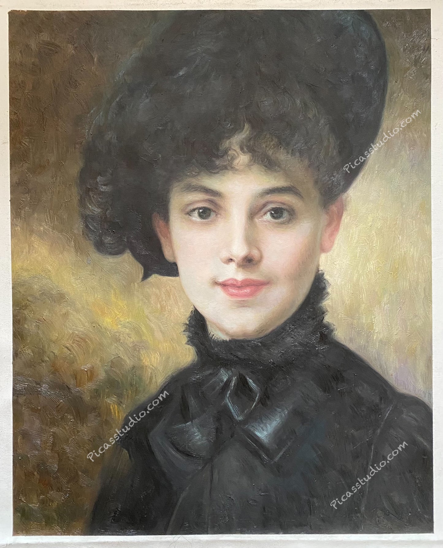 Antique Portrait Beautiful Woman Oil Painting Hand Painted on Canvas Vintage Wall Art Decor Unframed