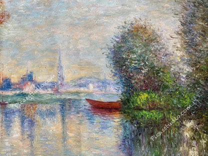 Claude Monet Oil Painting Boats Landscape Hand Painted Art on Canvas Wall Decor Unframed