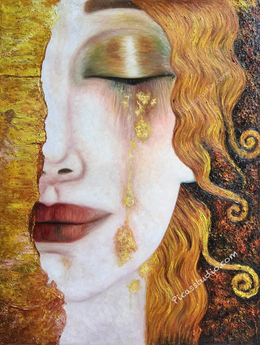 Gustav Klimt Golden Tears Oil Painting Hand Painted Art on Canvas Wall Decor Unframed