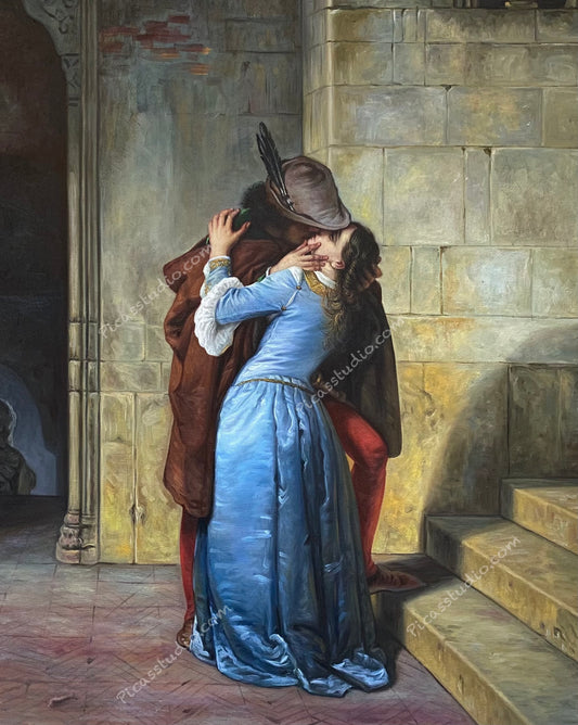 The Kiss by Francesco Hayez Old Master Art Oil Painting Hand Painted on Canvas Vintage Wall Art Decor Unframed