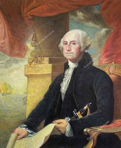 George Washington Portrait Oil Painting Hand Painted on Canvas Vintage Wall Art Decor Unframed