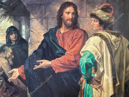 Christ and the Rich Young Ruler, by Heinrich Hofmann Portrait Oil Painting Hand Painted Art on Canvas Wall Decor Unframed