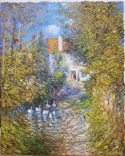 Claude Monet Oil Painting The Duck Pond Landscape Hand Painted Art on Canvas Wall Decor Unframed