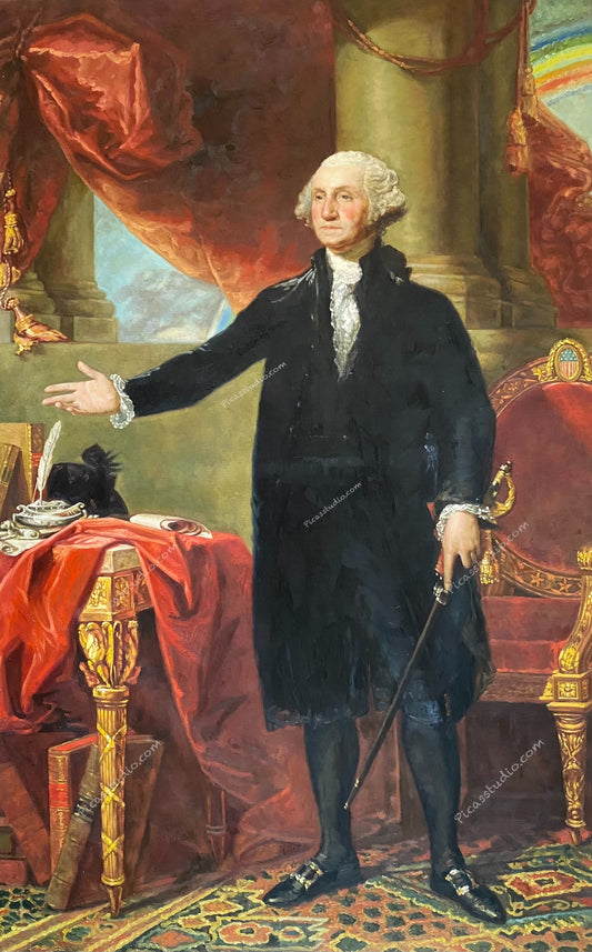 Portrait of President George Washington Oil Painting Hand Painted on Canvas Vintage Wall Art Decor Unframed