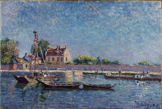 Alfred Sisley The Lock of Saint-Mammès (1885, Nelson-Atkins Museum) Oil Painting Landscape Hand Painted Art on Canvas Wall Decor Unframed