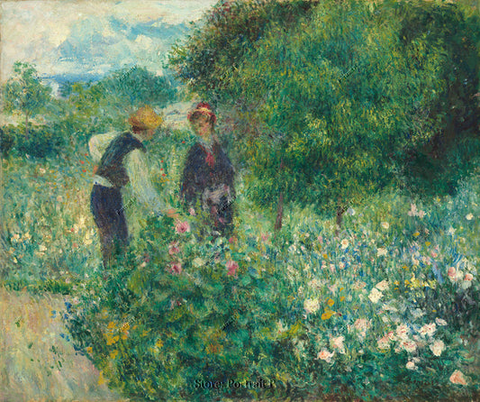 Pierre-Auguste Renoir Auguste Renoir Picking Flowers 1875 Oil Painting Landscape Hand Painted on Canvas Wall Art Decor Unframed