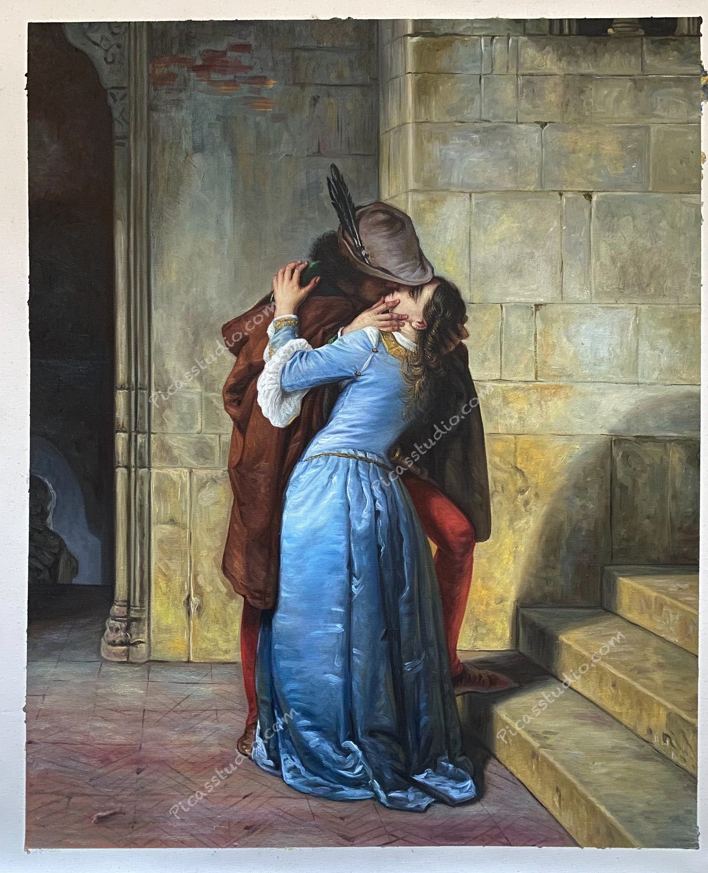 The Kiss by Francesco Hayez Old Master Art Oil Painting Hand Painted on Canvas Vintage Wall Art Decor Unframed