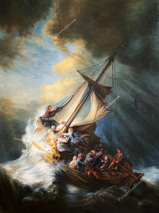The Storm on the Sea of Galilee 1633 Oil Painting Hand Painted Art on Canvas Wall Decor Unframed