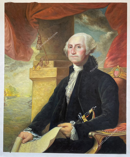 George Washington Portrait Oil Painting Hand Painted on Canvas Vintage Wall Art Decor Unframed
