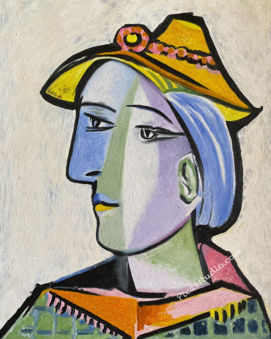 Pablo Picasso Oil Painting Portrait Woman with Hat Hand Painted Art on Canvas Wall Decor Unframed