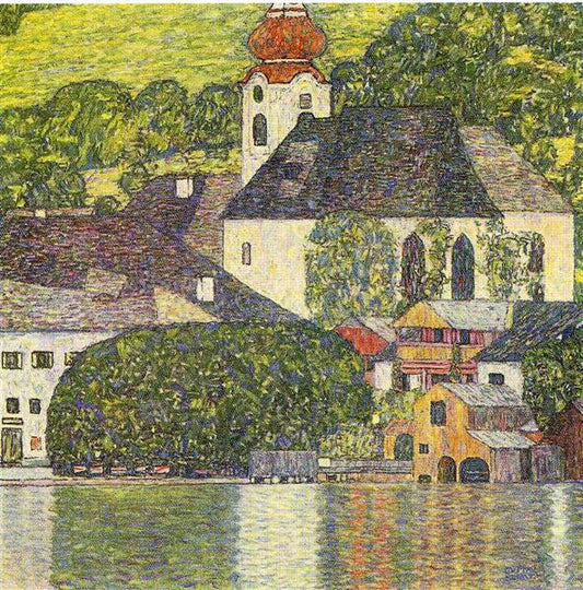 Gustav Klimt Church in Unterach on the Attersee Oil Painting Landscape Hand Painted on Canvas Wall Art  Decor Unframed