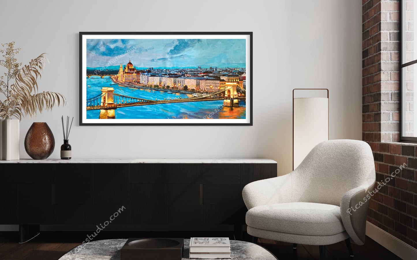 Budapest Oil Painting Cityscape Landscape Hand Painted on Canvas Rich Textured Wall Art Decor Unframed