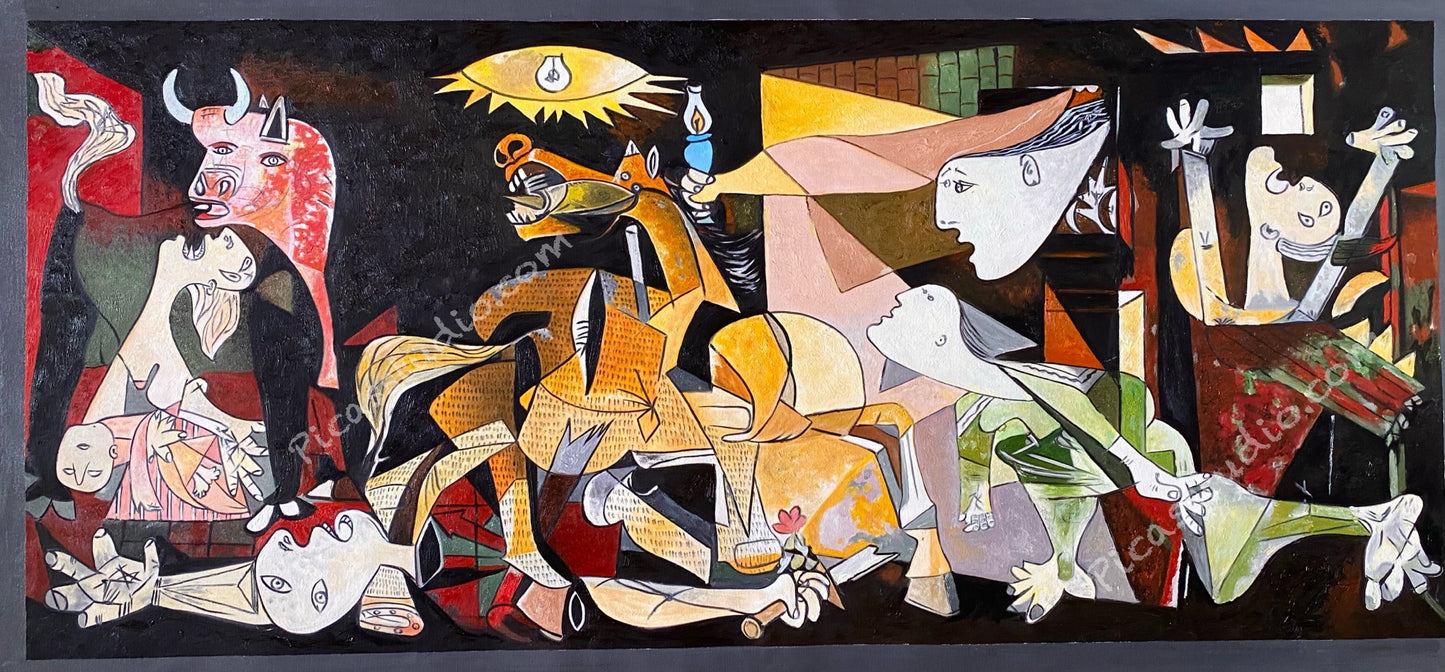 Pablo Picasso Oil Painting Guernica 1937 Colorful Version Orange Red Hand Painted Art on Canvas Wall Decor Unframed