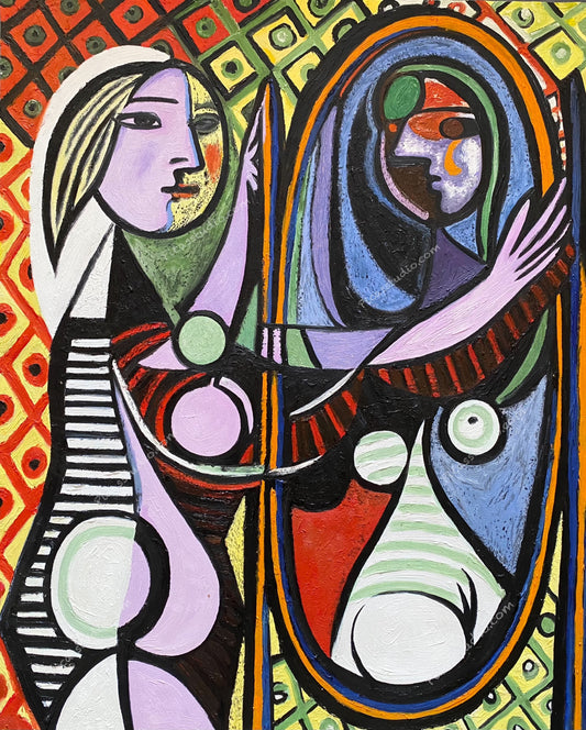 Pablo Picasso Girl before a Mirror Oil Painting Hand Painted Art on Canvas Wall Decor Unframed