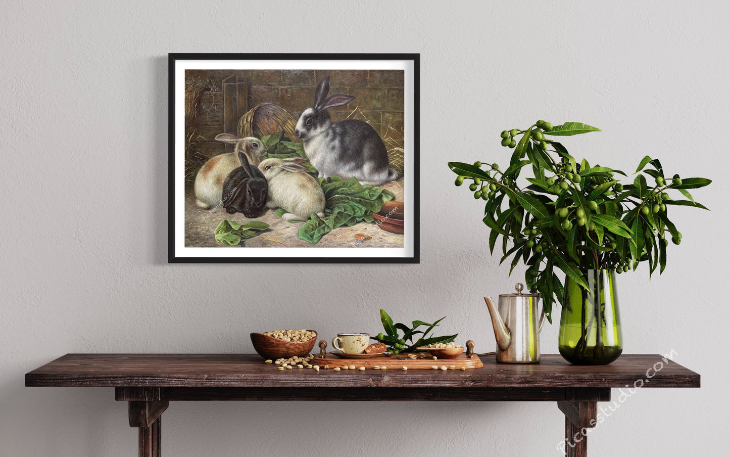 Animal Oil Painting Rabbits Hand Painted Art on Canvas Wall Decor Unframed