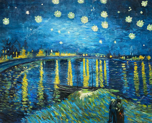Vincent van Gogh Oil Painting The Starry Night Over The Rhone Hand Painted Art on Canvas Wall Decor Unframed