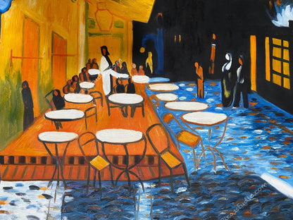 Vincent van Gogh Oil Painting Cafe Terrace at Night Hand Painted Art on Canvas Wall Decor Unframed