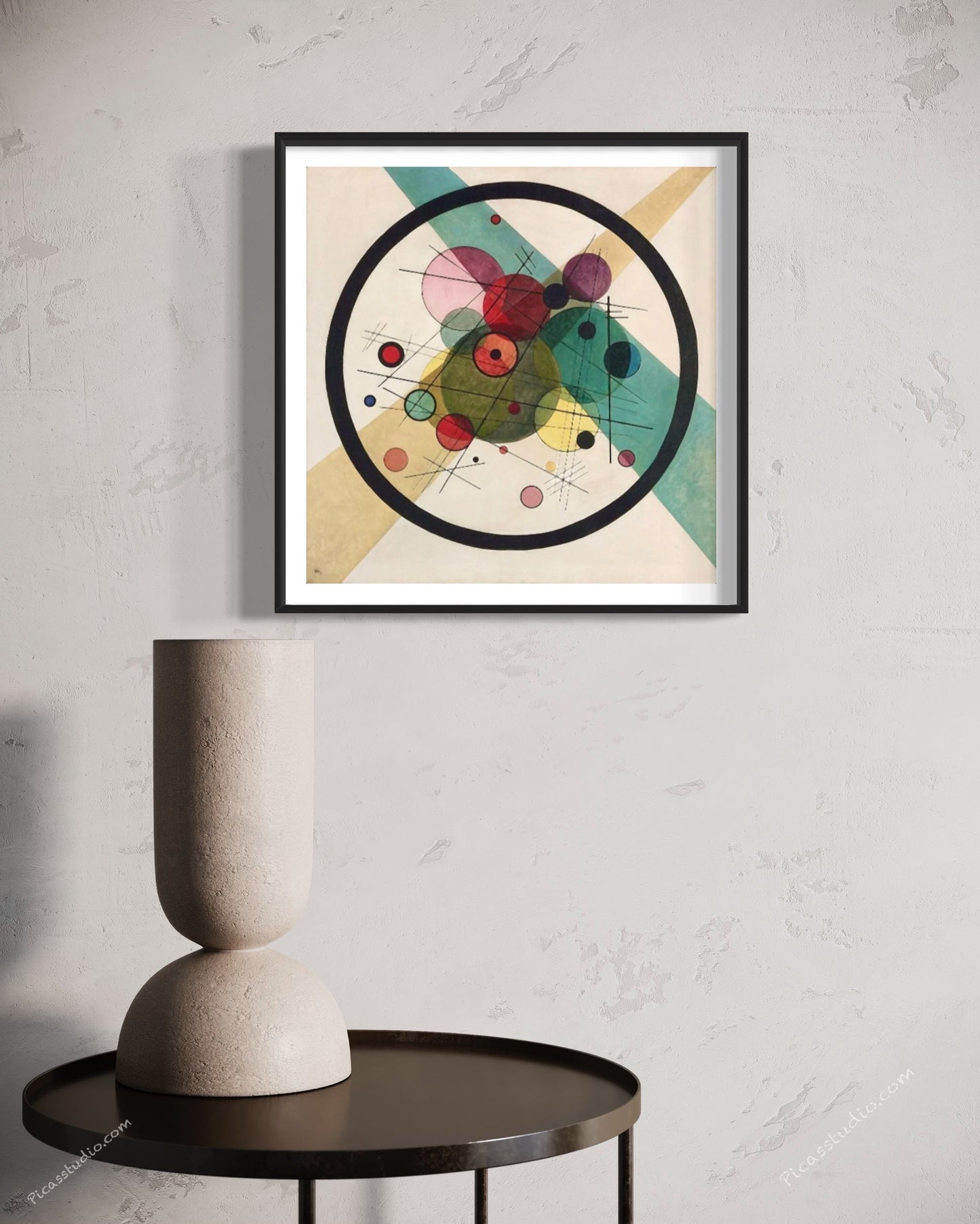 Wassily Kandinsky Circles in a Circle Oil Painting Hand Painted Art on Canvas Wall Decor Unframed