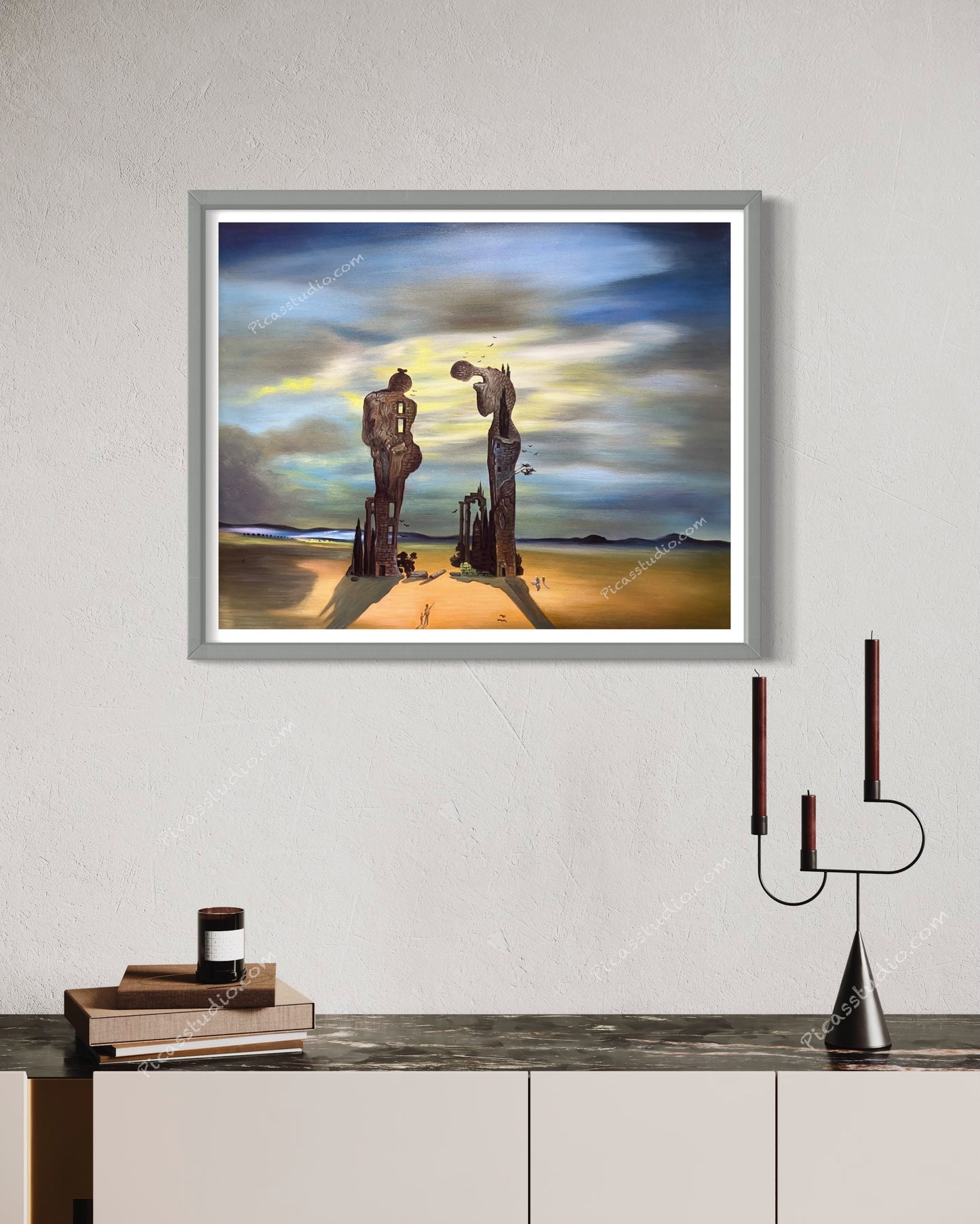 Archeological Reminiscence Millet's Angelus Salvador Dali Landscape Hand Painted Art on Canvas Wall Decor Unframed