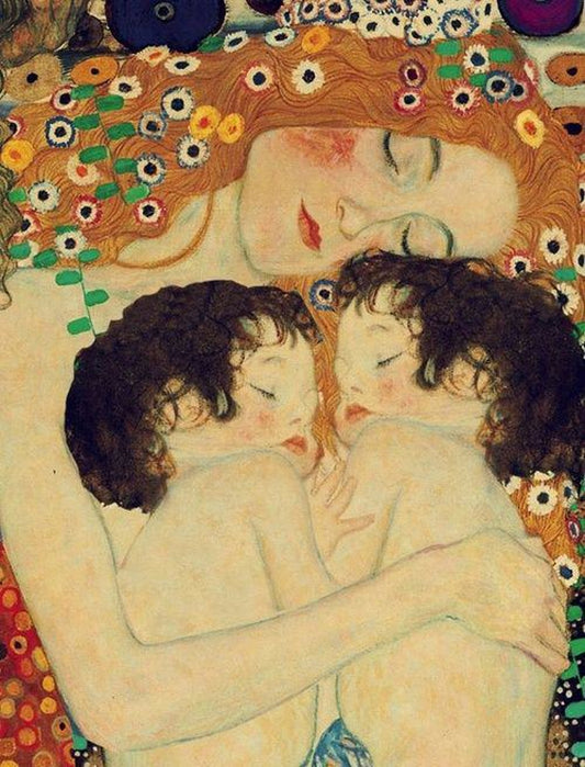 Gustav Klimt Mother and Twins Oil Painting Hand Painted Art on Canvas Wall Decor Unframed